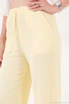 Pamuklu Bağlamalı Relaxed Fit Yüksek Bel Geniş Paça Müslin Kadın Pantolon 5866663 SARI