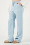 Pamuklu Bağlamalı Relaxed Fit Yüksek Bel Geniş Paça Müslin Kadın Pantolon 5866663 MAVİ