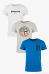 Pamuklu Baskılı 3'lü Paket Erkek T Shirt 541S3 Parlıament-Beyaz-Açık Melanj