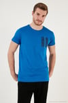 Pamuklu Baskılı 3'lü Paket Erkek T Shirt 541S3 Siyah-Parlıament-Açık Mavi