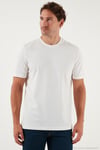Pamuklu Baskılı Regular Fit Bisiklet Yaka Erkek T Shirt 59020205 EKRU