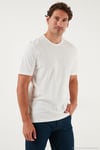 Pamuklu Baskılı Regular Fit Bisiklet Yaka Erkek T Shirt 59020205 EKRU