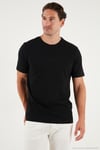 Pamuklu Baskılı Regular Fit Bisiklet Yaka Erkek T Shirt 59020205 SİYAH
