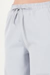 Pamuklu Belden Bağlamalı Yüksek Bel Geniş Paça Cepli Regular Fit Kadın Pantolon 668YP4760 BEBE MAVİ