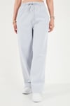 Pamuklu Belden Bağlamalı Yüksek Bel Geniş Paça Cepli Regular Fit Kadın Pantolon 668YP4760 BEBE MAVİ