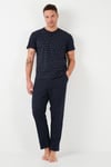 Pamuklu Beli Lastikli Regular Fit Kısa Kollu Erkek Pijama Takımı 6572009 LACİVERT