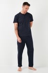 Pamuklu Beli Lastikli Regular Fit Kısa Kollu Erkek Pijama Takımı 6572009 LACİVERT