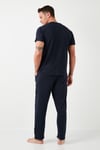 Pamuklu Beli Lastikli Regular Fit Kısa Kollu Erkek Pijama Takımı 6572009 LACİVERT