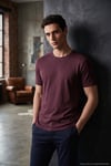 Pamuklu Bisiklet Yaka Basic Erkek T Shirt 59020001 VİŞNE