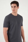 Pamuklu Bisiklet Yaka Basic Erkek T Shirt 59020001 ANTRASİT