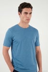 Pamuklu Bisiklet Yaka Basic Erkek T Shirt 59020001 MAVİ