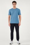 Pamuklu Bisiklet Yaka Basic Erkek T Shirt 59020001 MAVİ