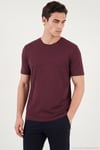 Pamuklu Bisiklet Yaka Basic Erkek T Shirt 59020001 VİŞNE