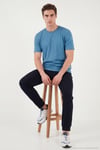 Pamuklu Bisiklet Yaka Basic Erkek T Shirt 59020001 MAVİ