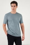 Pamuklu Bisiklet Yaka Basic Erkek T Shirt 59020001 AÇIK MAVİ