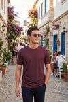 Pamuklu Bisiklet Yaka Basic Erkek T Shirt 59020001 VİŞNE