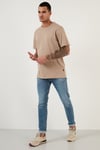 Pamuklu Bisiklet Yaka Basic Erkek T Shirt 59020001 VİZON