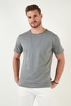 Pamuklu Bisiklet Yaka Basic Erkek T Shirt 59020001 AÇIK HAKİ