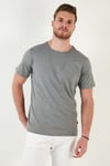 Pamuklu Bisiklet Yaka Basic Erkek T Shirt 59020001 AÇIK HAKİ