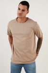 Pamuklu Bisiklet Yaka Basic Erkek T Shirt 59020001 VİZON
