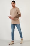 Pamuklu Bisiklet Yaka Basic Erkek T Shirt 59020001 VİZON