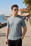 Pamuklu Bisiklet Yaka Basic Erkek T Shirt 59020001 AÇIK MAVİ