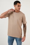 Pamuklu Bisiklet Yaka Basic Erkek T Shirt 59020001 VİZON