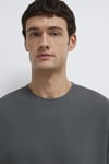 Pamuklu Bisiklet Yaka Basic Erkek T Shirt 0612731-70088 KOYU GRİ