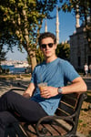 Pamuklu Bisiklet Yaka Basic Erkek T Shirt 59020001 MAVİ