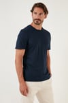 Pamuklu Bisiklet Yaka Basic Erkek T Shirt 59020001 İNDİGO