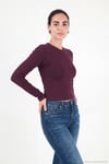 Pamuklu Bisiklet Yaka Crop Kadın Bluz 5867060 MÜRDÜM