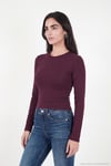 Pamuklu Bisiklet Yaka Crop Kadın Bluz 5867060 MÜRDÜM