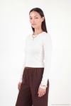 Pamuklu Bisiklet Yaka Crop Kadın Bluz 5867060 EKRU