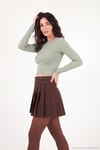 Pamuklu Bisiklet Yaka Crop Kadın Bluz 5867060 Olive