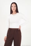 Pamuklu Bisiklet Yaka Crop Kadın Bluz 5867060 EKRU
