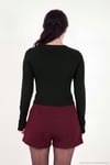 Pamuklu Bisiklet Yaka Crop Kadın Bluz 5867060 SİYAH