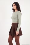 Pamuklu Bisiklet Yaka Crop Kadın Bluz 5867060 Olive