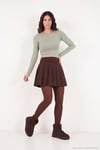 Pamuklu Bisiklet Yaka Crop Kadın Bluz 5867060 Olive