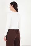 Pamuklu Bisiklet Yaka Crop Kadın Bluz 5867060 EKRU