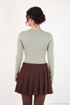 Pamuklu Bisiklet Yaka Crop Kadın Bluz 5867060 Olive