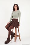 Pamuklu Bisiklet Yaka Crop Kadın Bluz 5867060 Olive