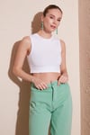 Pamuklu Bisiklet Yaka Dar Kesim Crop Kadın Atlet 5865259 BEYAZ