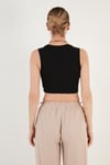 Pamuklu Bisiklet Yaka Dar Kesim Crop Kadın Atlet 5865259 SİYAH