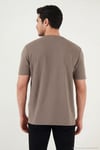 Pamuklu Bisiklet Yaka Kısa Kollu Erkek T Shirt 5904115 KAHVE