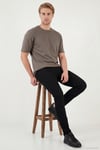 Pamuklu Bisiklet Yaka Kısa Kollu Erkek T Shirt 5904114 AÇIK KAHVE