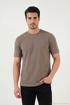 Pamuklu Bisiklet Yaka Kısa Kollu Erkek T Shirt 5904115 KAHVE