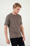 Pamuklu Bisiklet Yaka Kısa Kollu Erkek T Shirt 5904114 AÇIK KAHVE