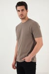 Pamuklu Bisiklet Yaka Kısa Kollu Erkek T Shirt 5904115 KAHVE