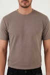 Pamuklu Bisiklet Yaka Kısa Kollu Erkek T Shirt 5904115 KAHVE