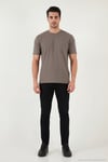 Pamuklu Bisiklet Yaka Kısa Kollu Erkek T Shirt 5904115 KAHVE